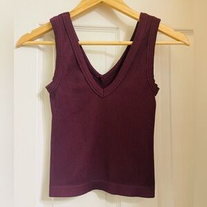 Old Navy Ribbed V Neck Purple Tank Top